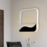 Led Wall Mount Sconce With Minimalist Square Frame In White/Black Acrylic Shade Warm/White Light