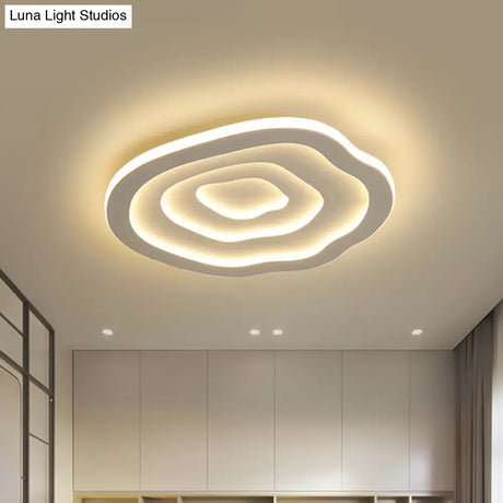 Led White Flush Mount Ceiling Lamp With Modern Acrylic Shade - 16/19.5 For Bedroom