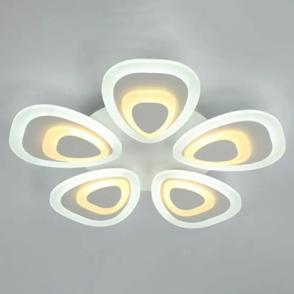 Led White Peacock Semi Flush Light: Stylish Acrylic Ceiling Mount For Living Room 5 / Warm