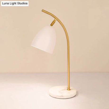 Léonie - Modern 1 Bulb Night Table Light With Metal Shade White/Black Finish Bell Shape Desk Lamp