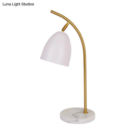 Léonie - Modern 1 Bulb Night Table Light With Metal Shade White/Black Finish Bell Shape Desk Lamp