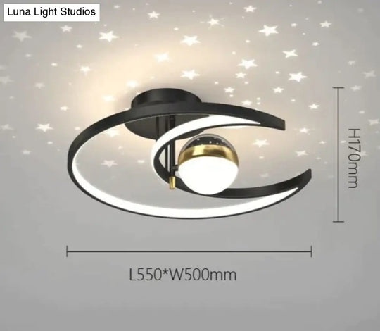 Light Luxury Romantic Starry Sky Bedroom Ceiling Lamp Moon Led