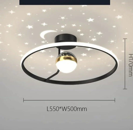 Light Luxury Romantic Starry Sky Bedroom Ceiling Lamp Moon LED Lamp B / Stepless dimming Ceiling