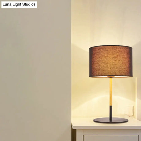 Lillian - Countryside Fabric Drum Shade Nightstand Lighting