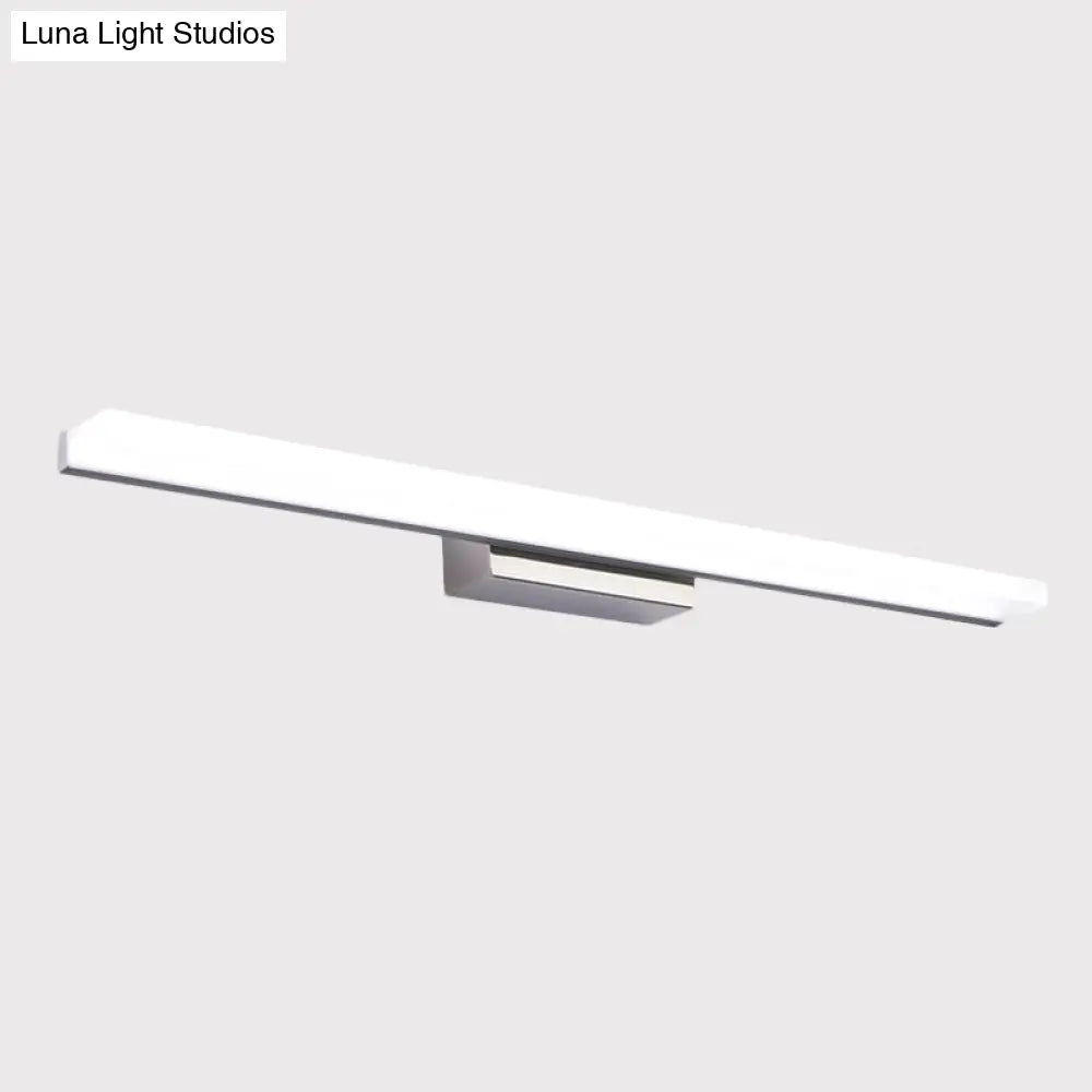 Linear Acrylic Led Vanity Mirror Light - Stylish Silver Wall Mounted Lighting In Warm/White