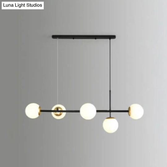Linear Island Pendant Light With Modern Minimalist Design And Glass Shade For Dining Table - Stylish