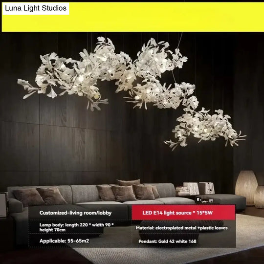 Liora Luxury Duplex Chandelier – Modern Villa Staircase Lighting FOB China / Plastic Leaf / cold light 6000k