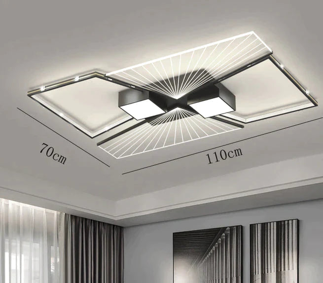 Living Room Led Lamp Modern Simple Atmosphere Bedroom Ceiling Lamp Black / L 110CM / White light Ceiling
