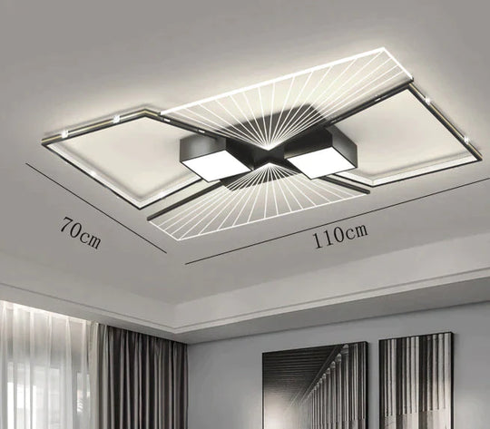 Living Room Led Lamp Modern Simple Atmosphere Bedroom Ceiling Lamp Black / L 110CM / White light Ceiling