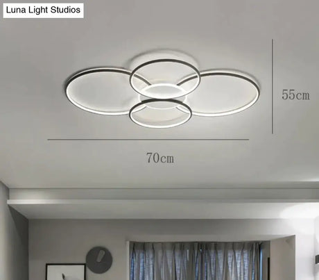 Living Room Main Lamp Atmospheric Hall Minimalist Circular Ring Indoor Ceiling Black / L 70Cm White