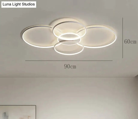 Living Room Main Lamp Atmospheric Hall Minimalist Circular Ring Indoor Ceiling White / L 90Cm Warm