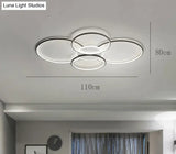 Living Room Main Lamp Atmospheric Hall Minimalist Circular Ring Indoor Ceiling Black / L 110Cm White