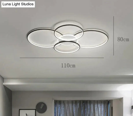 Living Room Main Lamp Atmospheric Hall Minimalist Circular Ring Indoor Ceiling Black / L 110Cm White