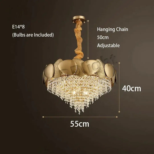Lizzie - Crystal Luxury Tassels LED Ceiling Chandelier No 55cm / Cold White