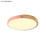 Loft Circle Led Ceiling Light For Kindergarten With Acrylic Shade