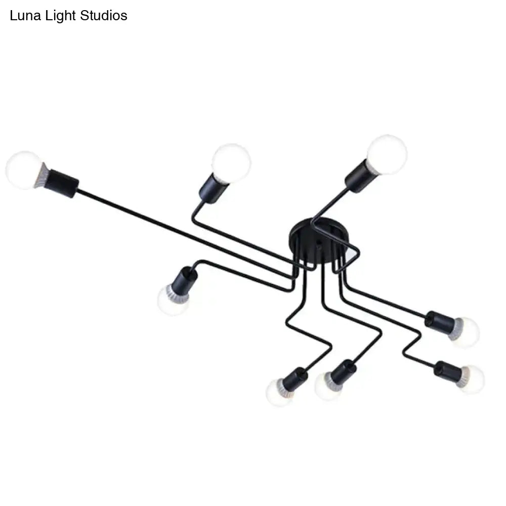 Loft Nordic Pipe Wrought Iron Ceiling Light 4/6/8 Heads Lamp 8 Heads