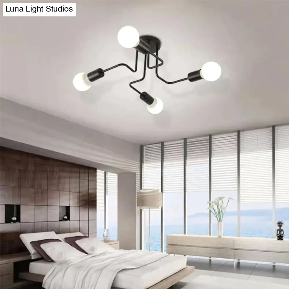 Loft Nordic Pipe Wrought Iron Ceiling Light 4/6/8 Heads Lamp