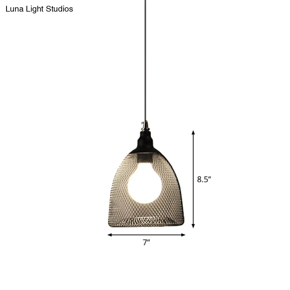 Loft Style Black Iron Mesh Drop Pendant Ceiling Suspension Lamp For Dining Room - 1-Light