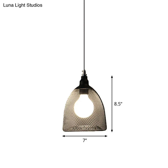 Loft Style Black Iron Mesh Drop Pendant Ceiling Suspension Lamp For Dining Room - 1-Light