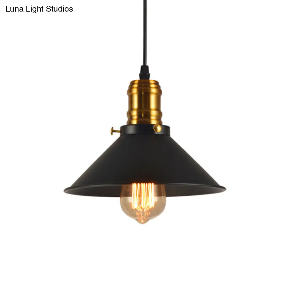 Loft-Style Brass Pendant Lighting - Tapered Shade 1-Light Metal Hanging Ceiling Light (1/2/3-Pack)