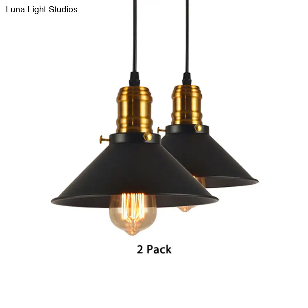 Loft-Style Brass Pendant Lighting - Tapered Shade 1-Light Metal Hanging Ceiling Light (1/2/3-Pack)