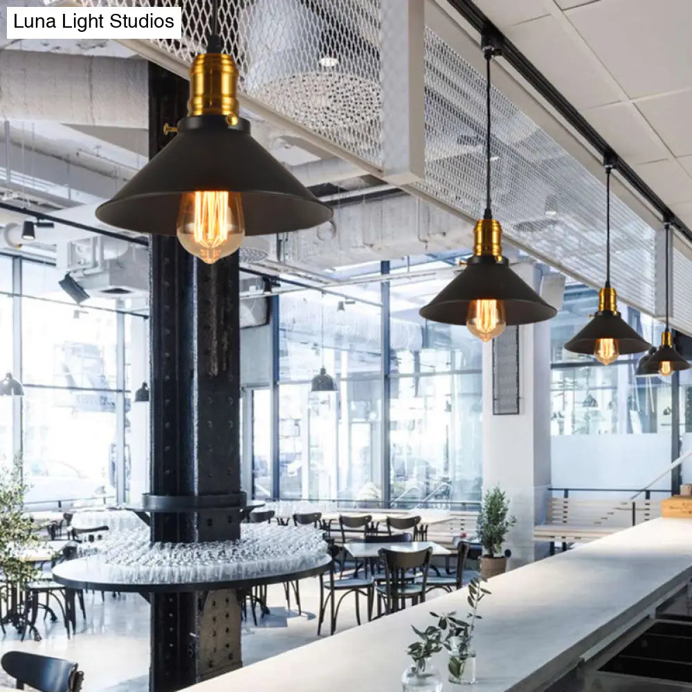 Loft-Style Brass Pendant Lighting - Tapered Shade 1-Light Metal Hanging Ceiling Light (1/2/3-Pack)