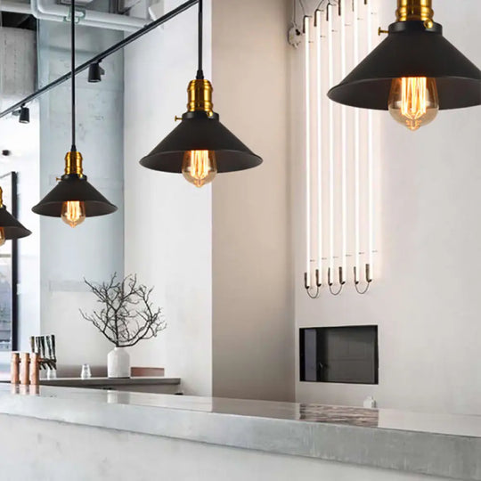 Loft-Style Brass Pendant Lighting - Tapered Shade 1-Light Metal Hanging Ceiling Light (1/2/3-Pack)
