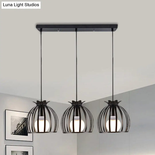 Loft Style Dome Cage Pendant Light With Hanging Head - Black/White Perfect For Living Room