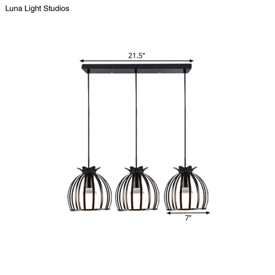 Loft Style Dome Cage Pendant Light With Hanging Head - Black/White Perfect For Living Room