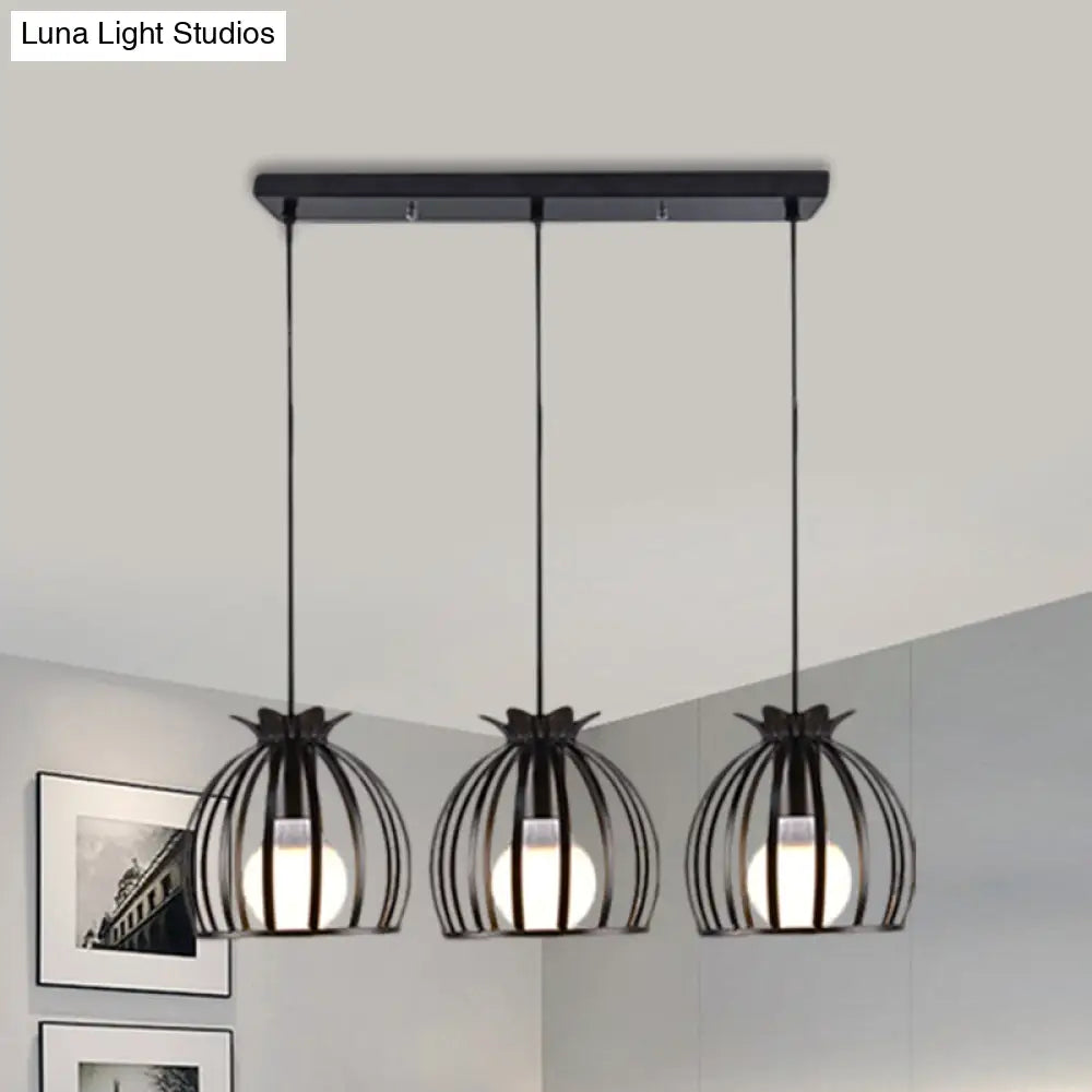 Loft Style Dome Cage Pendant Light With Hanging Head - Black/White Perfect For Living Room