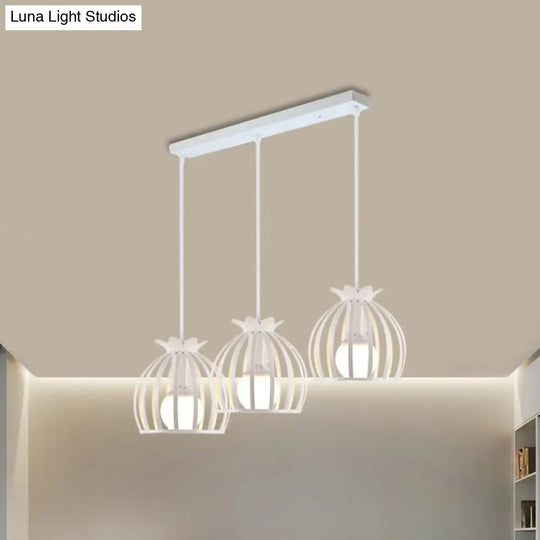1 Industrial Loft Dome Cage Pendant Light In Black/White For Living Room