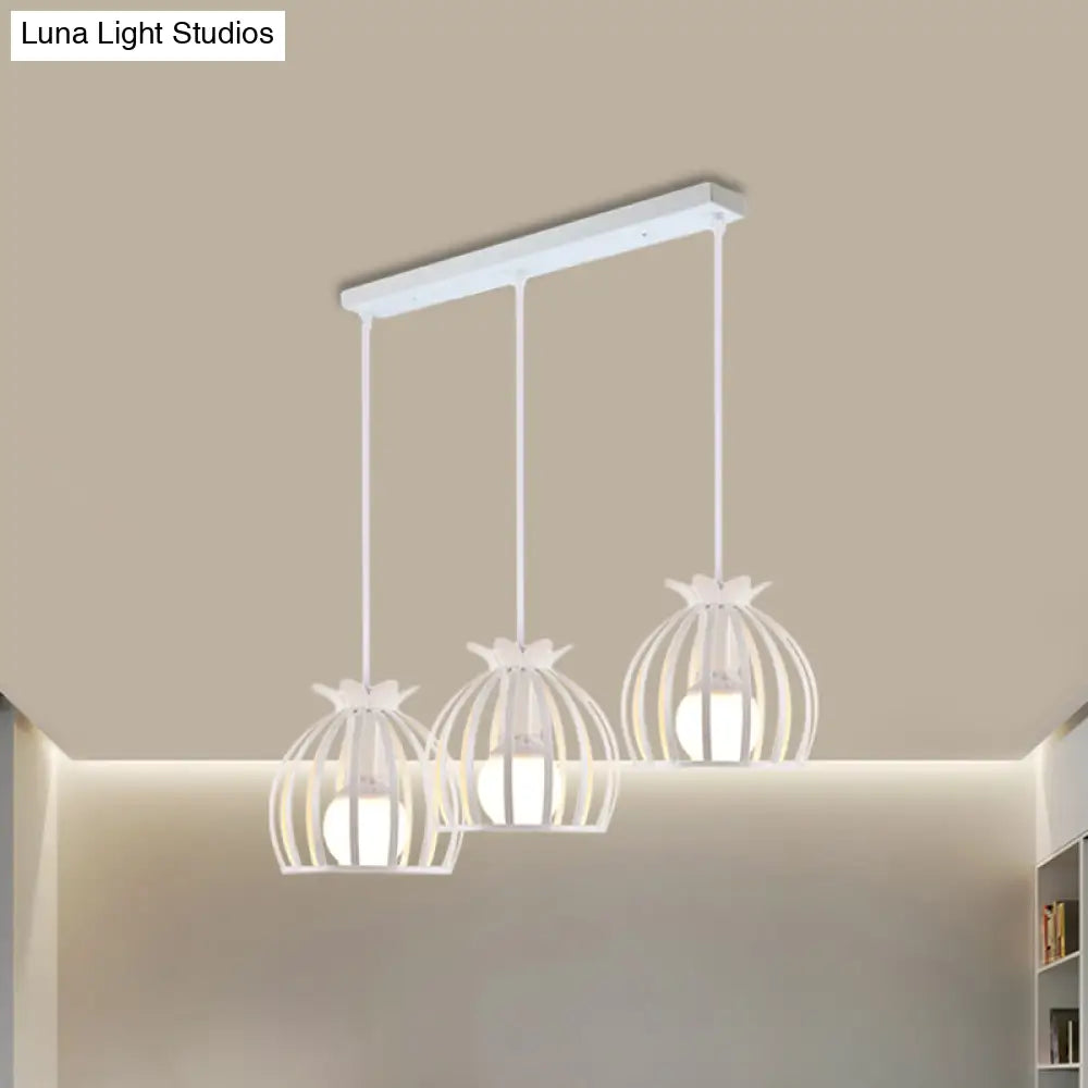 Loft Style Dome Cage Pendant Light With Hanging Head - Black/White Perfect For Living Room