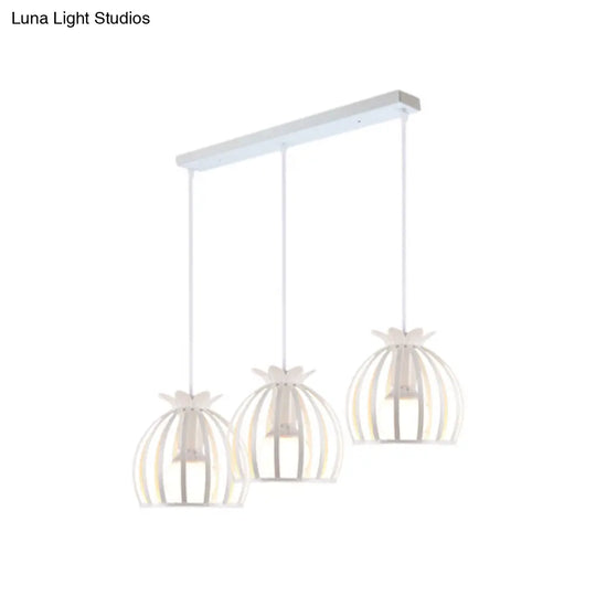 1 Industrial Loft Dome Cage Pendant Light In Black/White For Living Room