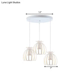 Loft Style Dome Cage Pendant Light With Hanging Head - Black/White Perfect For Living Room