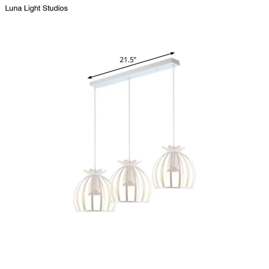 1 Industrial Loft Dome Cage Pendant Light In Black/White For Living Room