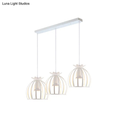 Loft Style Dome Cage Pendant Light With Hanging Head - Black/White Perfect For Living Room