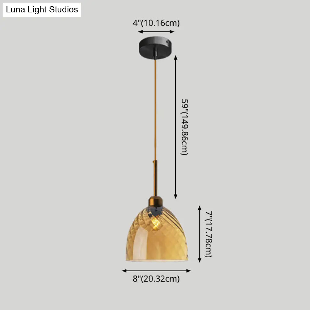 Loft Style Twisted Glass Hanging Lamp: Round Ceiling Light Fixture With 1 Bulb For Dining Room
