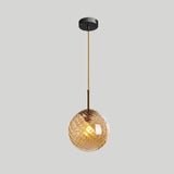 Loft Style Twisted Glass Hanging Lamp: Round Ceiling Light Fixture With 1 Bulb For Dining Room