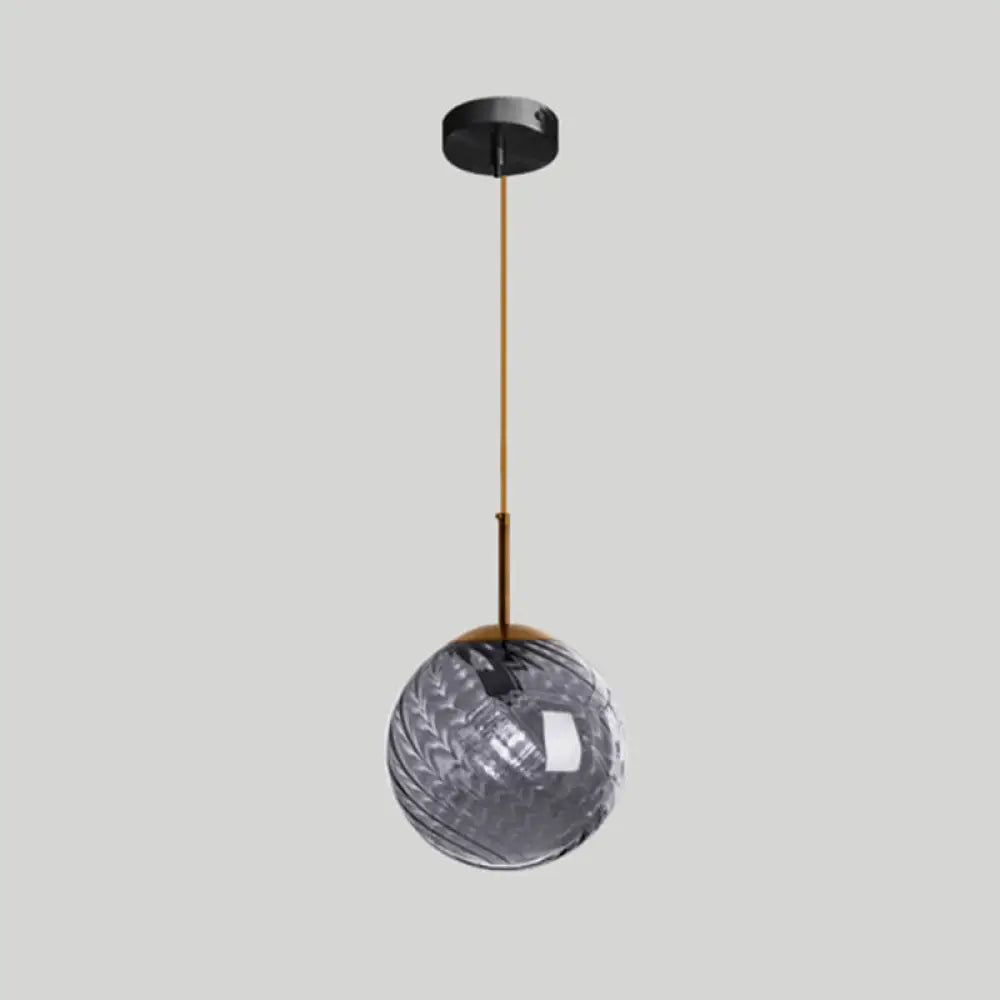 Loft Style Twisted Glass Hanging Lamp: Round Ceiling Light Fixture With 1 Bulb For Dining Room