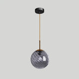 Loft Style Twisted Glass Hanging Lamp: Round Ceiling Light Fixture With 1 Bulb For Dining Room