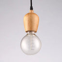 Loft Style Wooden Cap Pendant Light With Adjustable Cord Exposed Bulb - 1 Head 2’/3’ Diameter