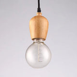 Loft Style Wooden Cap Pendant Light With Adjustable Cord Exposed Bulb - 1 Head 2’/3’ Diameter