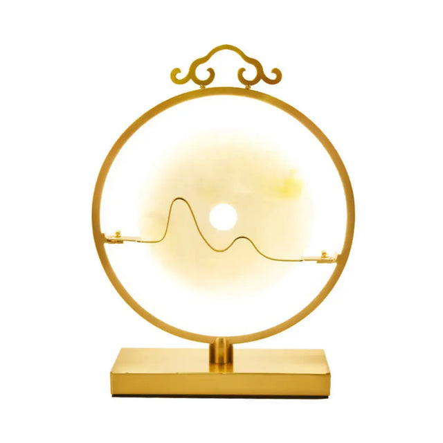 Loop Night Table Lamp In Brass With Led Lighting Simple Metal Design 11/12 Width Round Jade Deco For