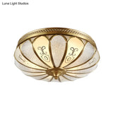 Lotus Frosted Glass Flush Mount Ceiling Light Fixture - Colonial Design Gold Finish 3/4/5 Heads