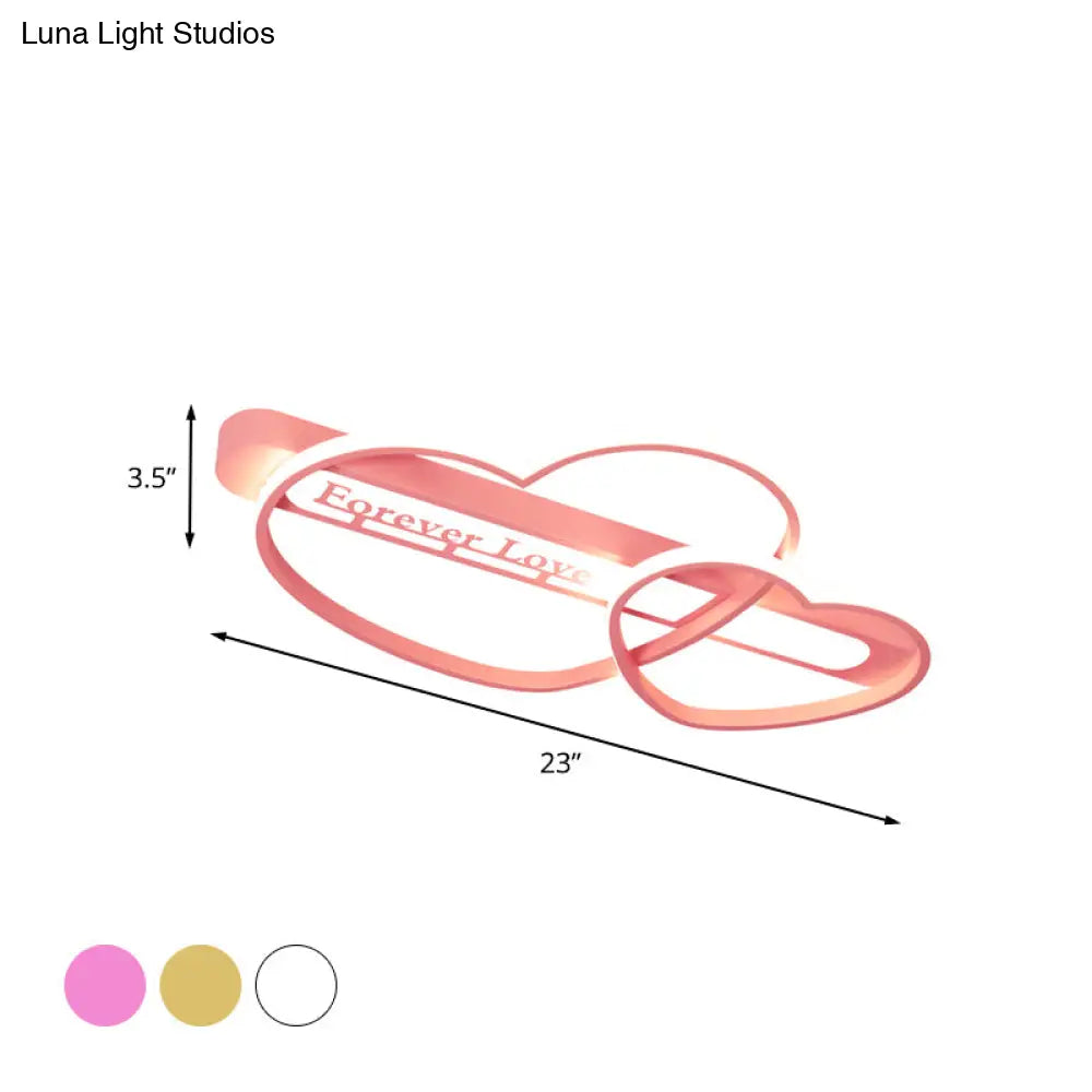 Love Arrow Bedroom Flush Mount Acrylic Macaron Led Ceiling Light In Pink/White/Gold