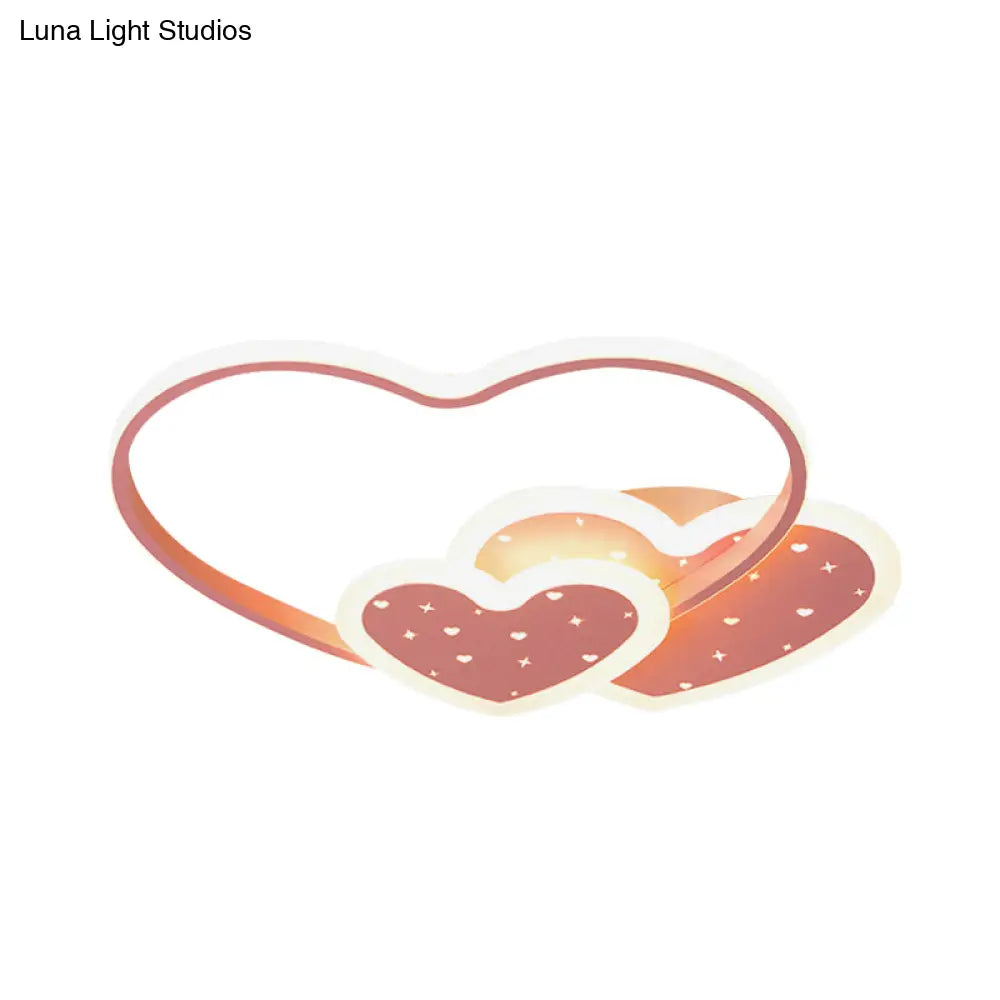 Love Family Flushmount Macaron Led Ceiling Light For Kids Room- Pink/Black