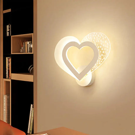Love Heart Wall Mounted Light: Contemporary Acrylic Led Sconce In Warm/White Light