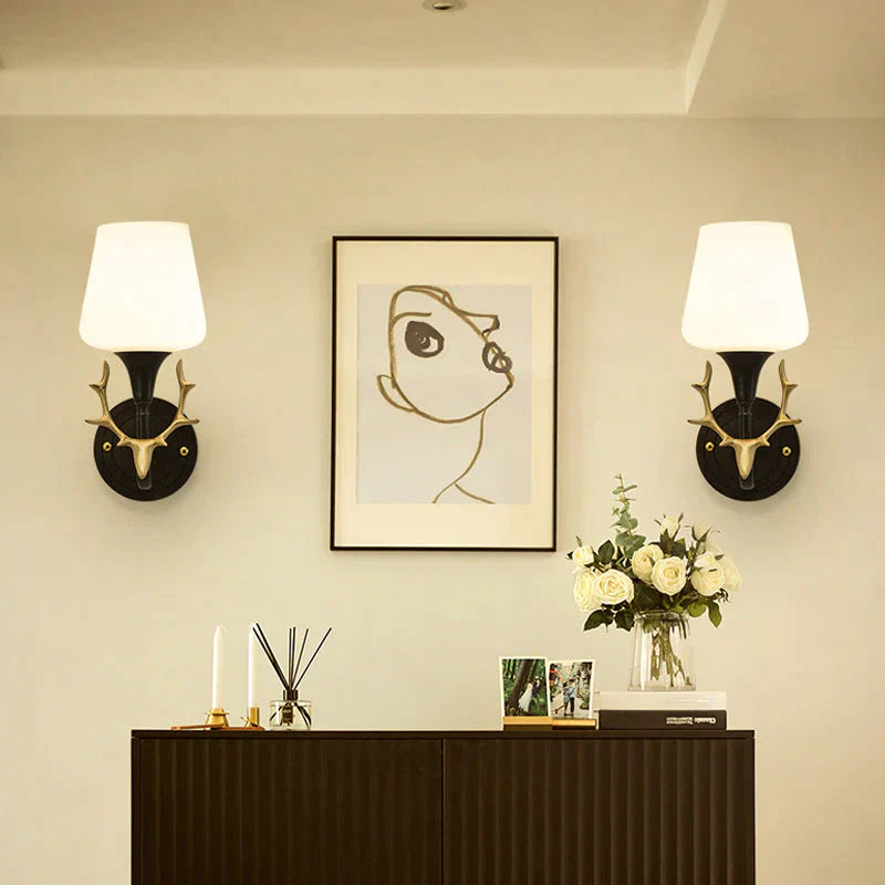 Lovely Antler Bedroom Bedside Staircase Full Copper Wall Lamp Lamps