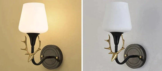 Lovely Antler Bedroom Bedside Staircase Full Copper Wall Lamp Lamps