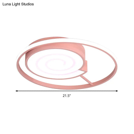 Lovely Lollipop Led Ceiling Lamp For Kids’ Bedrooms - Acrylic Flush Mount Light With Ring